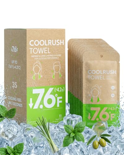CoolRush Towel with Natural Mint Extract, Instant 3-Second Cooling Towel, Reusable Sports Cooling Wipes for Summer Heat, Alcohol-Free, for Running, Cycling, Gym, Outdoor Activities(10 Pack) - size: 10 Count (Pack of 1)