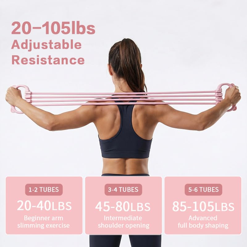 Adjustable Puller 6 Tubes, Elastic Pull Rope Fitness for Adult Female Male, Yoga Puller - color: Blue