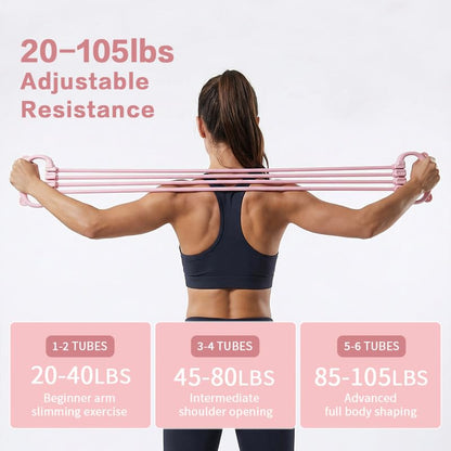 Adjustable Puller 6 Tubes, Elastic Pull Rope Fitness for Adult Female Male, Yoga Puller - color: Blue