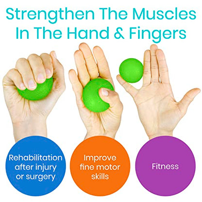 Vive Squeeze Balls for Hand Therapy, Exercise, Arthritis (w/Rehab Video App) - Grip Strengthener Occupational Equipment for Finger, Wrist, Carpal Tunnel, Pain Relief