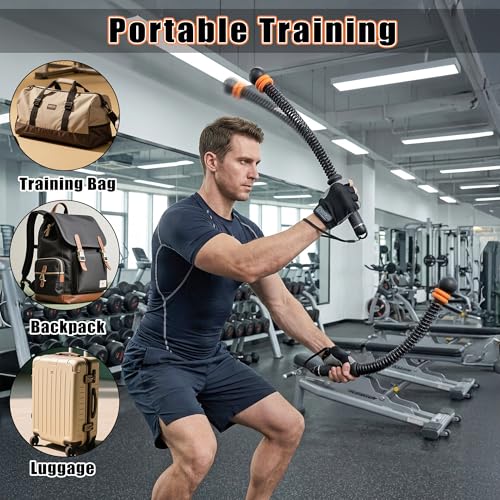 2Pcs Adjustable Weighted Ropeless Battle Ropes - Cordless Resistance Training Ropes with Non-Slip Gloves & Workout Poster, Portable HIIT & Low-Impact Home Gym Equipment for Men & Women