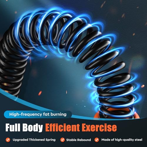Cordless Battle Ropes with Adjustable Resistance Springs - Weighted Ropeless Battle Rope for Home Gym Exercise, Portable Workout Equipment for Strength Training & Cardio Fitness Orange& Black