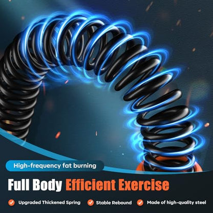 Cordless Battle Ropes with Adjustable Resistance Springs - Weighted Ropeless Battle Rope for Home Gym Exercise, Portable Workout Equipment for Strength Training & Cardio Fitness Orange& Black