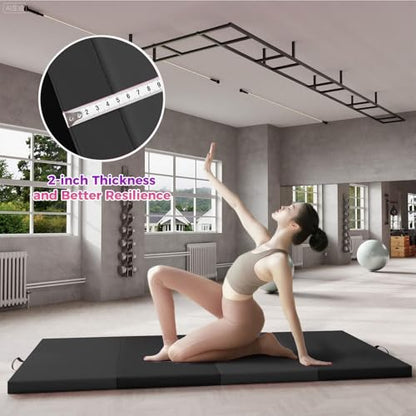 Folding Gymnastics Mat, 6x3Ft/6x2Ft Thick Portable Exercise and Tumbling Pad for Home Gym, Pilates, Aerobics and Martial Arts, 4-Panel Folding Floor Mat - size: 4-fold 6x2Ft