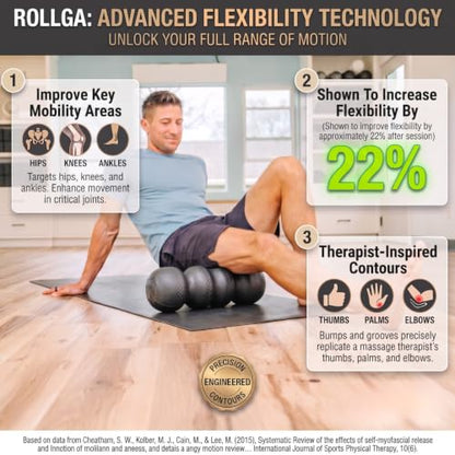 Rollga LITE - High Density Foam Roller for Exercise & Back Pain, 18 inches - color: White
