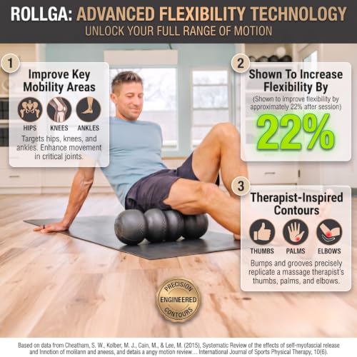 Rollga LITE - High Density Foam Roller for Exercise & Back Pain, 18 inches - color: Black & White