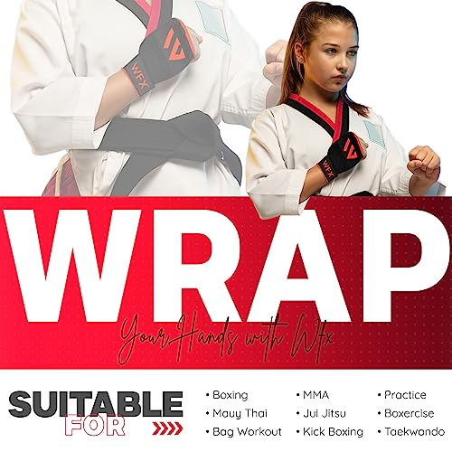 WFX Kids Junior Boxing Hand Wraps Inner Gloves Gel Padded Elasticated Padded Fist Under Gloves Pair Combat Sports for Young Fighters Gel Boxing Hand Wraps - color: Black