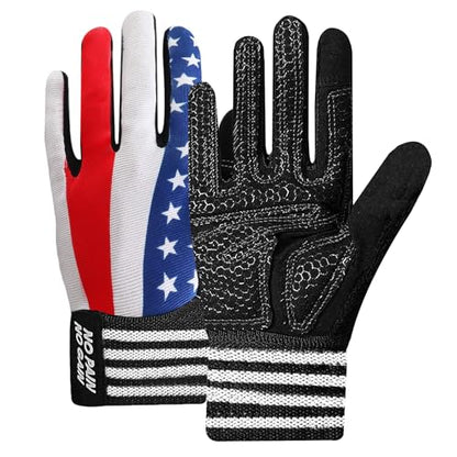 FINGER TEN Weightlifting Workout Gloves Men - color: USA Flag, size: X-Large