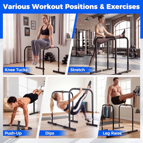Goplus Adjustable Dip Bar, Heavy Duty Parallette Push Up Stand with 660 LBS Capacity, Anti-Slip Foam Grips, Portable Fitness Workout Dip Station for Home Gym, Calisthenics