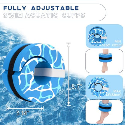 Hikeen 6-Piece Water Aerobics Pool Exercise Equipment, Aqua Aerobics Equipment Set,Includes High Density Water Dumbbell Aqua Belt and Ankle Weights for Aquatic Therapy,Pool Fitness