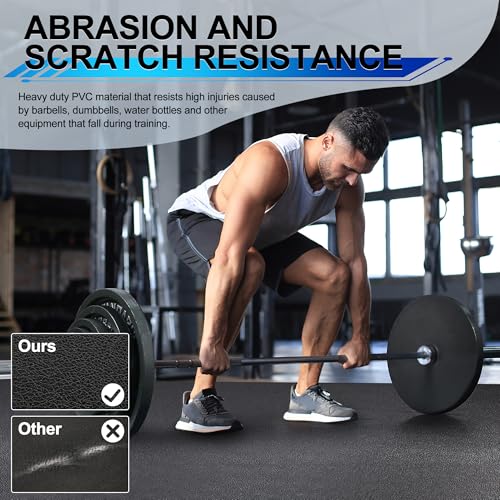BesWin Large Exercise Mat 8' x 4'(8mm), Extra Thick Workout Mats for Home Gym Flooring, High Density Non-Slip Gym Mats Fitness Mat for Cardio, Weights, Jump Rope, Fitness - Use With or Without Shoes