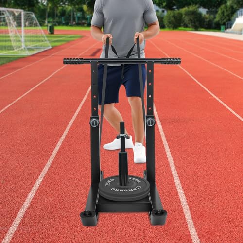 Weight Sled, Heavy Duty Fitness Sled with Adjustable Height Handle, Workout Sleds for Fitness Strength Training and Speed Improvement, Football Blocking Sleds, Running Sled for Athletes