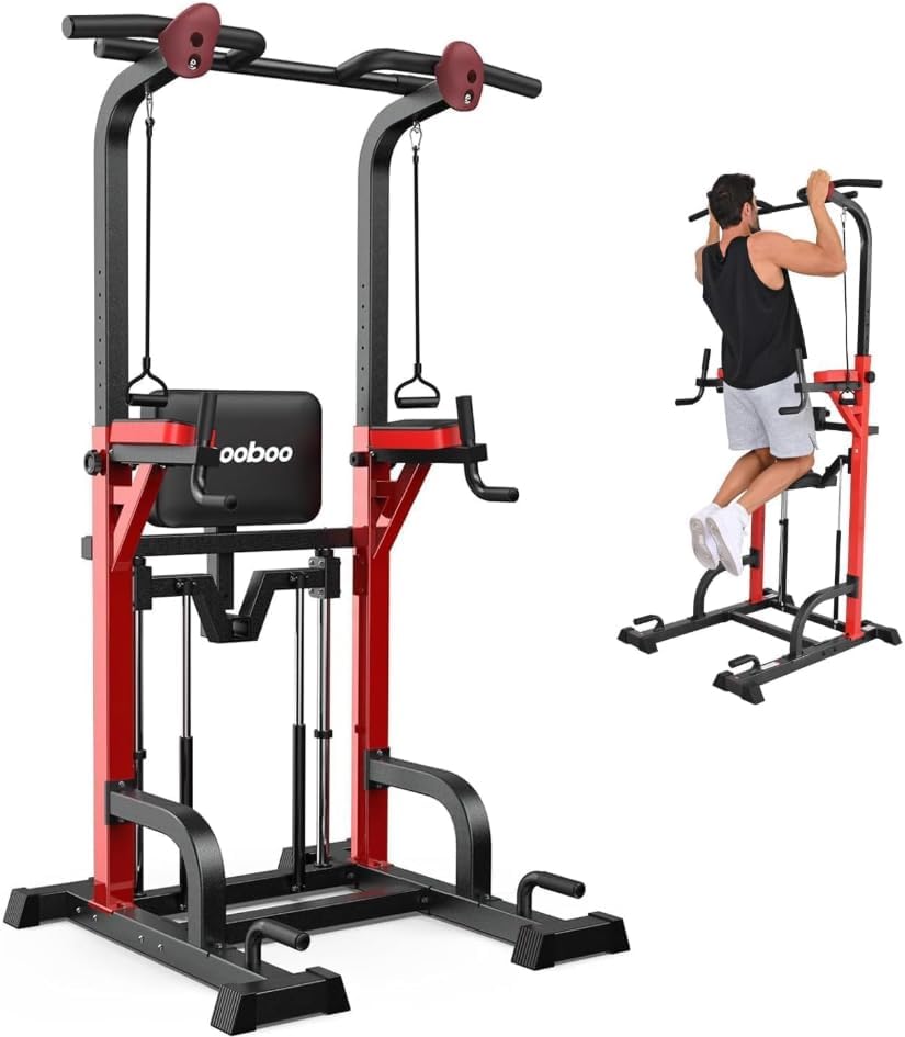 Pull Up Bar Power Tower Dip Station, 450LB Adjustable Home Gym Equipment - color: Black11