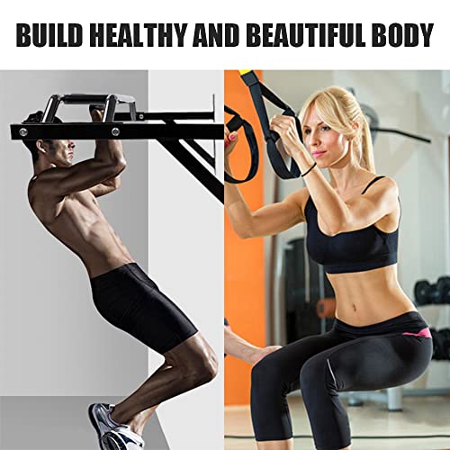 ptlsy Wall Mounted Pull Up Bar Multifunctional with Multi-grip Chin Up Bar Heavy Duty Dip Station for Home Gym Indoor Workout, Fitness Equipment, Dip Stand Supports to 440 Lbs