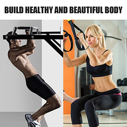 ptlsy Wall Mounted Pull Up Bar Multifunctional with Multi-grip Chin Up Bar Heavy Duty Dip Station for Home Gym Indoor Workout, Fitness Equipment, Dip Stand Supports to 440 Lbs
