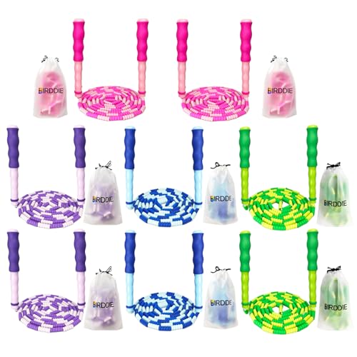 BIRDDIE Soft Beaded Jump Ropes For Kids, Adoult Fat Burning Fitness - color: 8 Pack