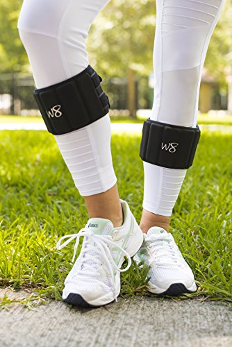 W8FIT Adjustable Ankle Leg Weights 4 LBS PAIR Small/Medium and 5 LBS PAIR Large/X-Large - size: Small/Medium 9″ – 12″