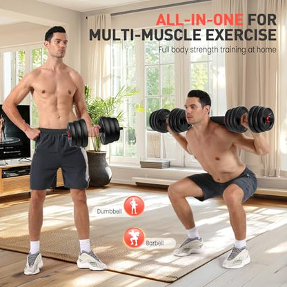 UKEEP Adjustable Dumbbells Set, 20/30/40/55/60/80lbs Free Weight Set with Connector, 2 or 3 in 1 Dumbbells Set Used as Barbell, Kettlebells, Fitness Exercises for Home Gym Suitable Men/Women - style: 80 lbs (40 lbs each)
