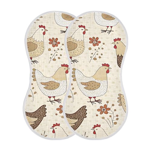 Netural Hens Muslin Burp Cloths 1 Pack - Extra Large 22"x11", 4-Layer Soft Absorbent Cotton, Waterproof Backing, Baby Drool Rags for Newborn