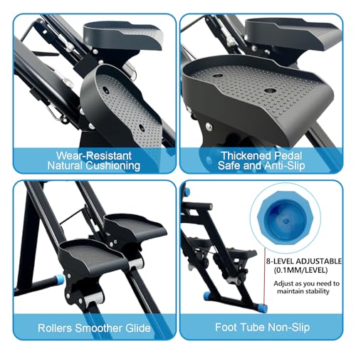 Stepper Machine Adjustable Handles, Compact Stepper Exercise Machine with LCD Display for Home Cardio Workout - color: Black