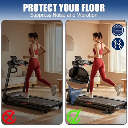 6PCS Treadmill Mat Pads, 4" x 4" x 0.2" Double-Sided Non-Slip Exercise Equipment Mat for Floor Protection, High Density Silicone Anti Vibration Pad for Treadmill, Walking Pad, Exercise Bike