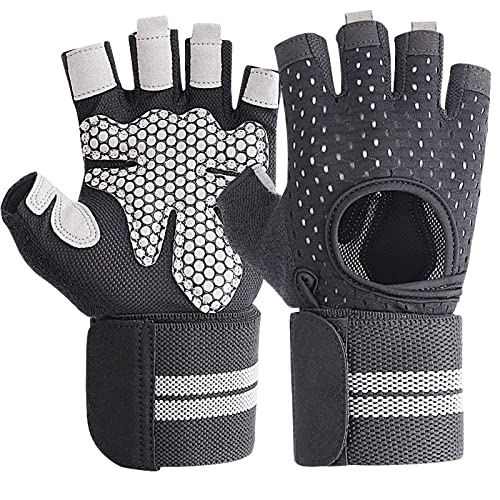 Weightlifting Gym Gloves for Men Women, Breathable Workout Gloves, Anti-Slip Exercise Gloves, Adjustable Wrist Support, Full Palm Protection, Lightweight