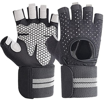 Weightlifting Gym Gloves for Men Women, Breathable Workout Gloves, Anti-Slip Exercise Gloves, Adjustable Wrist Support, Full Palm Protection, Lightweight