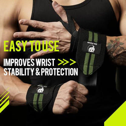 Wrist Wraps for Powerlifting & Weightlifting - Adjustable 18" Straps with Thumb Loops | Heavy Duty Wrist Support for Deadlift, Bench Press, Squats, 1 Pair