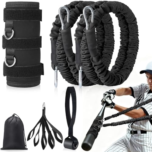 4PCS Baseball Exercise Bands with Interchangeable Grips, Baseball Resistance Trainer for Pitching & Throwing, Training Aid for Baseball Softball Pitchers to Build Arm Strength, Warm-Up