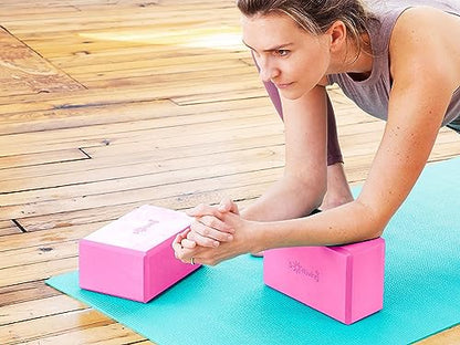 Sol Living Yoga Blocks 2 Pack High Density EVA Foam Yoga Cushion Stretching Pilates Meditation Exercise Equipment Support Deepen Poses Odor Free Non Slip Yoga Accessories - 4" x 6" x 9"- Pink - color: Pink