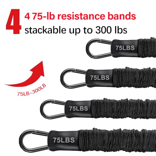 Pull Up Assistance Bands, Heavy Duty Resistance Bands for Pull Up Bar, 75-300lbs Adjustable Assist Bands with 5 Loop Bands & Cooling Towel, Home Gym Fitness for Men Women
