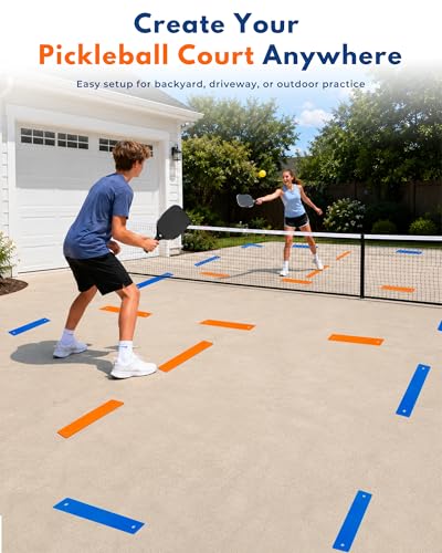 Court Lines Marker Set, 24 Boundary Markers + 48 Ground Stakes, Indoor/Outdoor Field Marking Kit for Pickleball Court, Multi-Use Lines for Training, Games & Fitness Drills, Agility, Dodgeball, Soccer