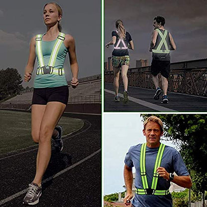 Reflective Vest Running Gear 2Pack, High Visibility Adjustable Safety Ves for Night Cycling,Hiking, Jogging,Dog Walking