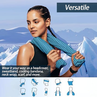 8-Pack Menjo Outdoors Cooling Towels for Neck & Face. Quick-Dry Workout Towels, Sweat-Wicking for Yoga, Gym, Running and Outdoors. Reusable Cooling Towel for Men & Women and Great for Hot Weather.