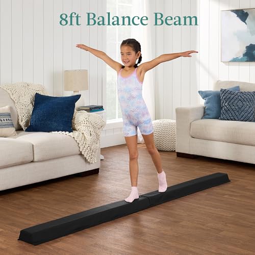 Best Choice Products 10ftx4ftx2in Folding Gym Mat 4-Panel Exercise Gymnastics Aerobics Workout Fitness Floor Mats w/Carrying Handles - color: Black w/Beam
