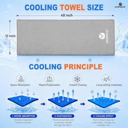 4 Pack Cooling Towels (40"x12"), Ice Cool Neck Towel, Soft Breathable Microfiber for Gym, Yoga, Golf, Running, Camping & All Hot Weather Activities - color: 2 Light Gray/ 2 Dark Gray