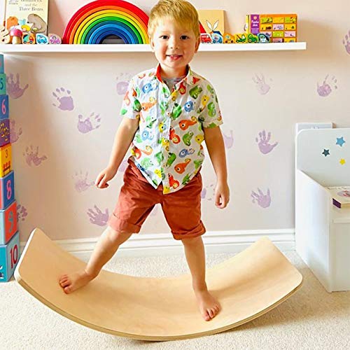 Wobble Board, Wooden Balance Board Kids for Toddlers & Adults, Curvy Rocker Board for Yoga and Exercise Indoor & Outdoor, Open Ended Learning Toy Gift
