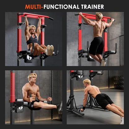 SogesPower Foldable Power Tower Pull Up Bar Station,FreeStanding Dip Bar