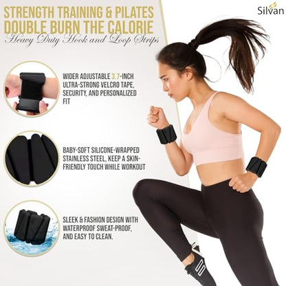 Adjustable Wrist & Ankle Weights for Women & Men, 2 Pieces, 1 lb Each (2 lbs Total), Weighted Bangles for Walking, Running, Yoga, Pilates, Barre, Cardio & Home Workouts - color: black