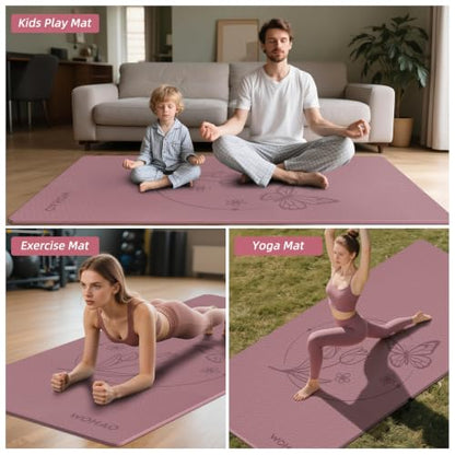 Large 76"x40"x0.4" Yoga Mat - color: Dull Pink