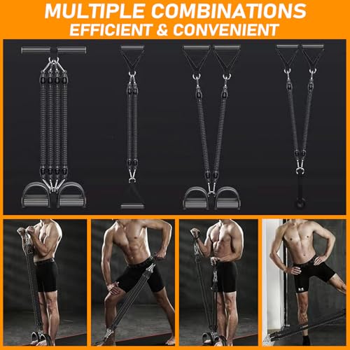 2026 Upgrade Foot Pedal Resistance Band, Adjustable 4-Tube Pedal Ankle Puller Resistance Band with Handle, Multifunction Home Gym Equipment, Stirrup Puller for Men Women for Full Body Exercise - Black