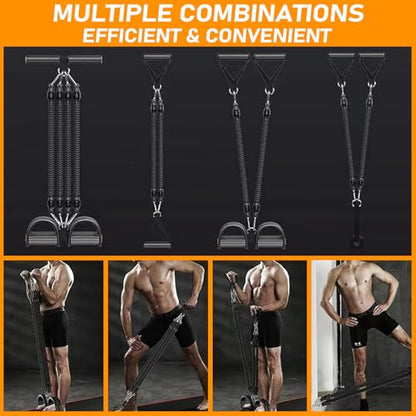 2026 Upgrade Foot Pedal Resistance Band, Adjustable 4-Tube Pedal Ankle Puller Resistance Band with Handle, Multifunction Home Gym Equipment, Stirrup Puller for Men Women for Full Body Exercise - Black
