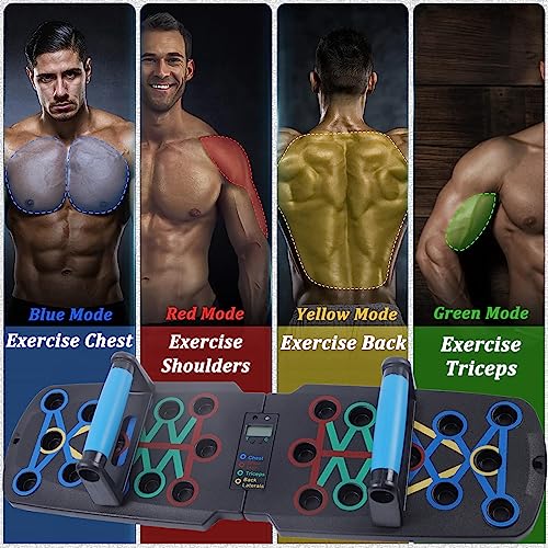 Upgraded push up board for men,Portable Foldable Multi-Function 30 in 1 perfect push-up board,Push Up Bar with Automatic Count and Resistance Bands,Push up Handles for Floor Home Gym chest Workout