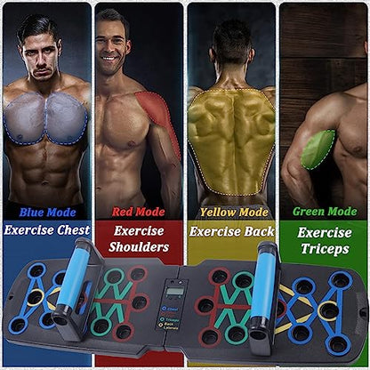 Upgraded push up board for men,Portable Foldable Multi-Function 30 in 1 perfect push-up board,Push Up Bar with Automatic Count and Resistance Bands,Push up Handles for Floor Home Gym chest Workout