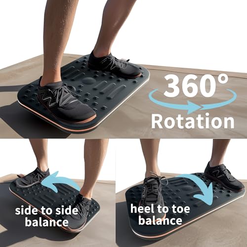 Balance Board for Standing desk, 2-in-1 Dual-Sided Balance Stability Trainer & Anti-Fatigue Standing Mat,Calf Stretcher,for Home,Gym,Office
