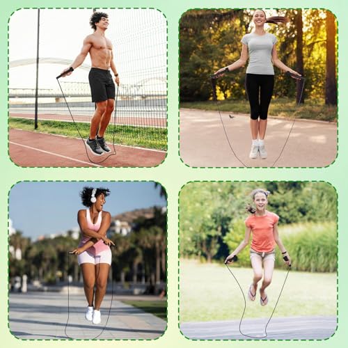 10 Pcs Jump Ropes, Adjustable Jumping Ropes with Plastic Handles, Skipping Rope for Fitness Exercise, Lightweight Speed Rope for Kids, Men, Women(Black)