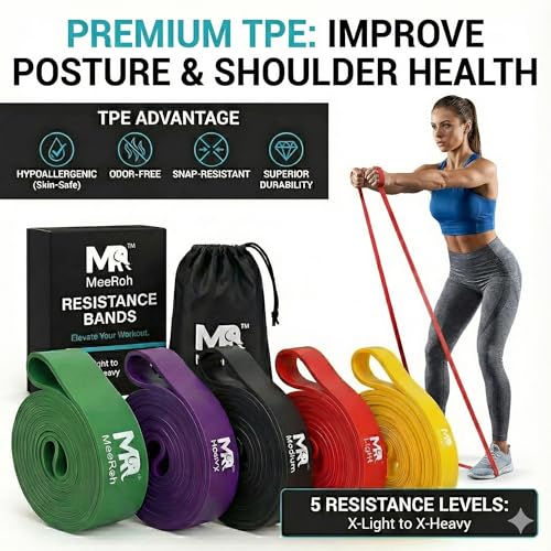 MeeRoh Pull Up Assist Band – Heavy Duty Resistance Band for Pull Ups – Premium Calisthenics Equipment for Home Gym – Assisted Pull Up Bands for Strength Training, Mobility & Pullup Bar Doorway Use