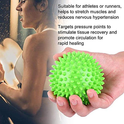 Spiky Massage Ball Muscle Roller for Body Fitness Recovery Therapy Trigger Point Relief with 9cm Green Plastic Massage Tool Dual Size 7.5cm/9cm