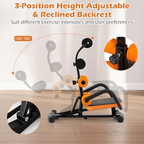 Goplus Ab Machine, Core Abdominal Trainer w/ 3-Position Adjustable Backrest, Foam Support, Ab Trainer Sit Up Bench Chair Ab Rocket Exercise Equipment for Home Gym Full-Body Workout