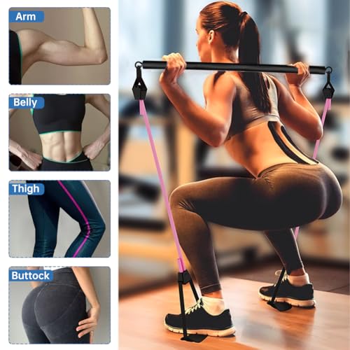 Resistance Band Bar, With Storage Bag Pilates Bar Portable Workout Pod Adjustable 3-Section Pilates Bars for Legs, Hip, Waist, Arm